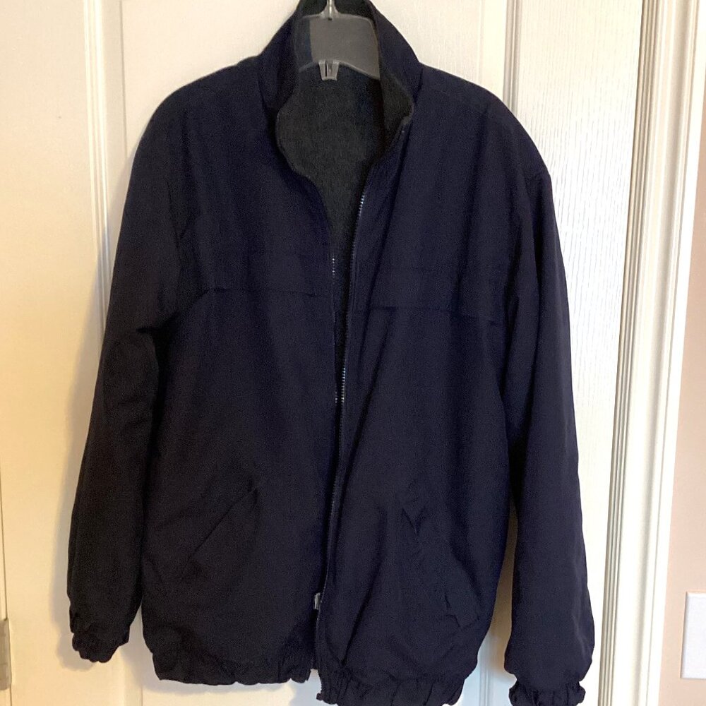 Cherokee Men's Reversable Blue Jacket Pockets Rain Windbreaker